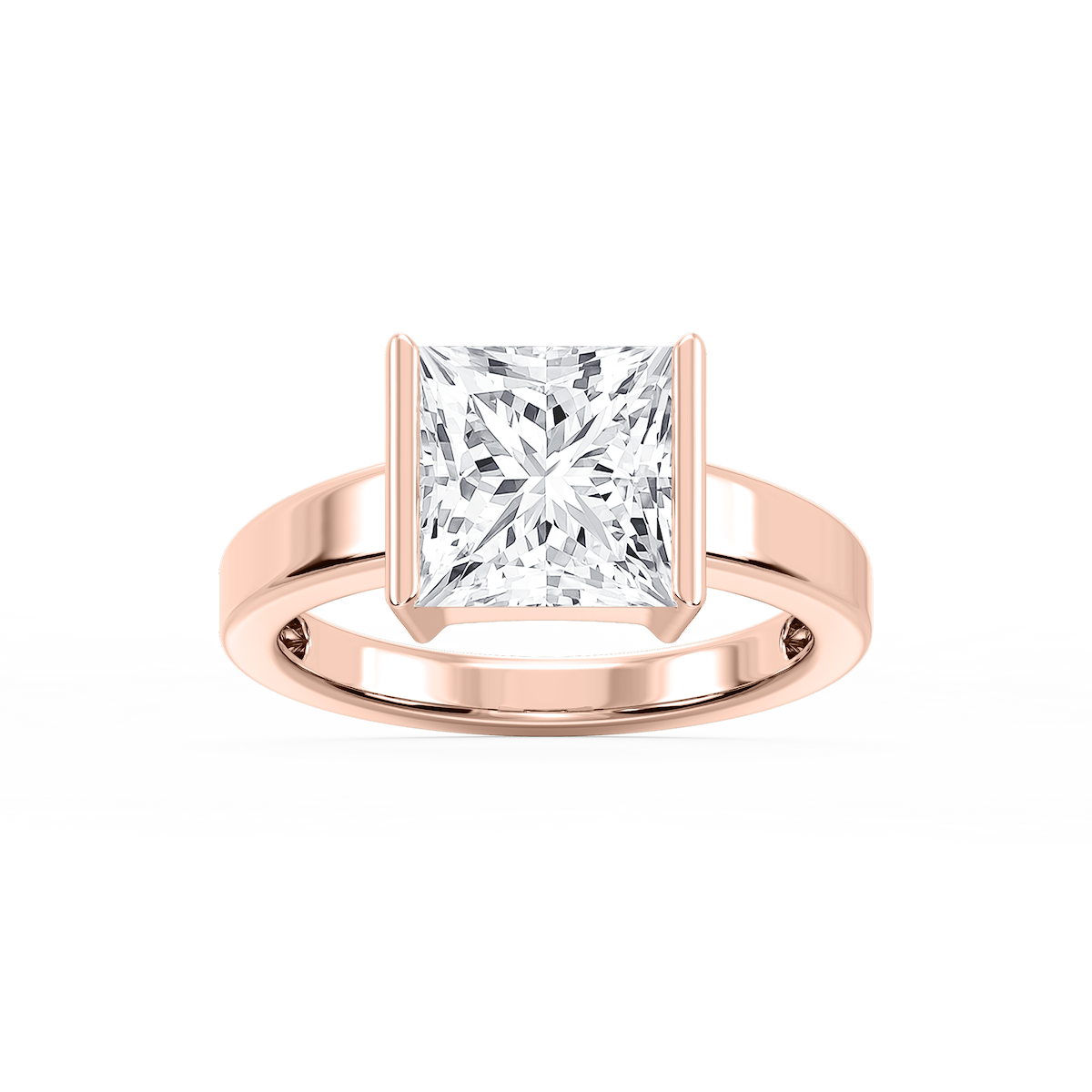Teagan Princess Lab Grown Diamond Half Bezel Solitaire Engagement Ring