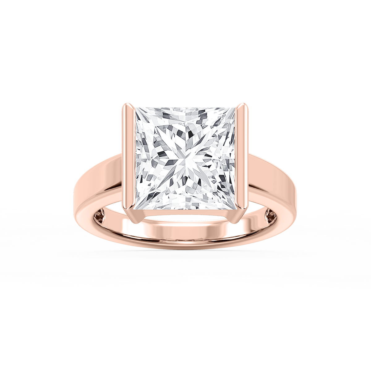 Teagan Princess Lab Grown Diamond Half Bezel Solitaire Engagement Ring