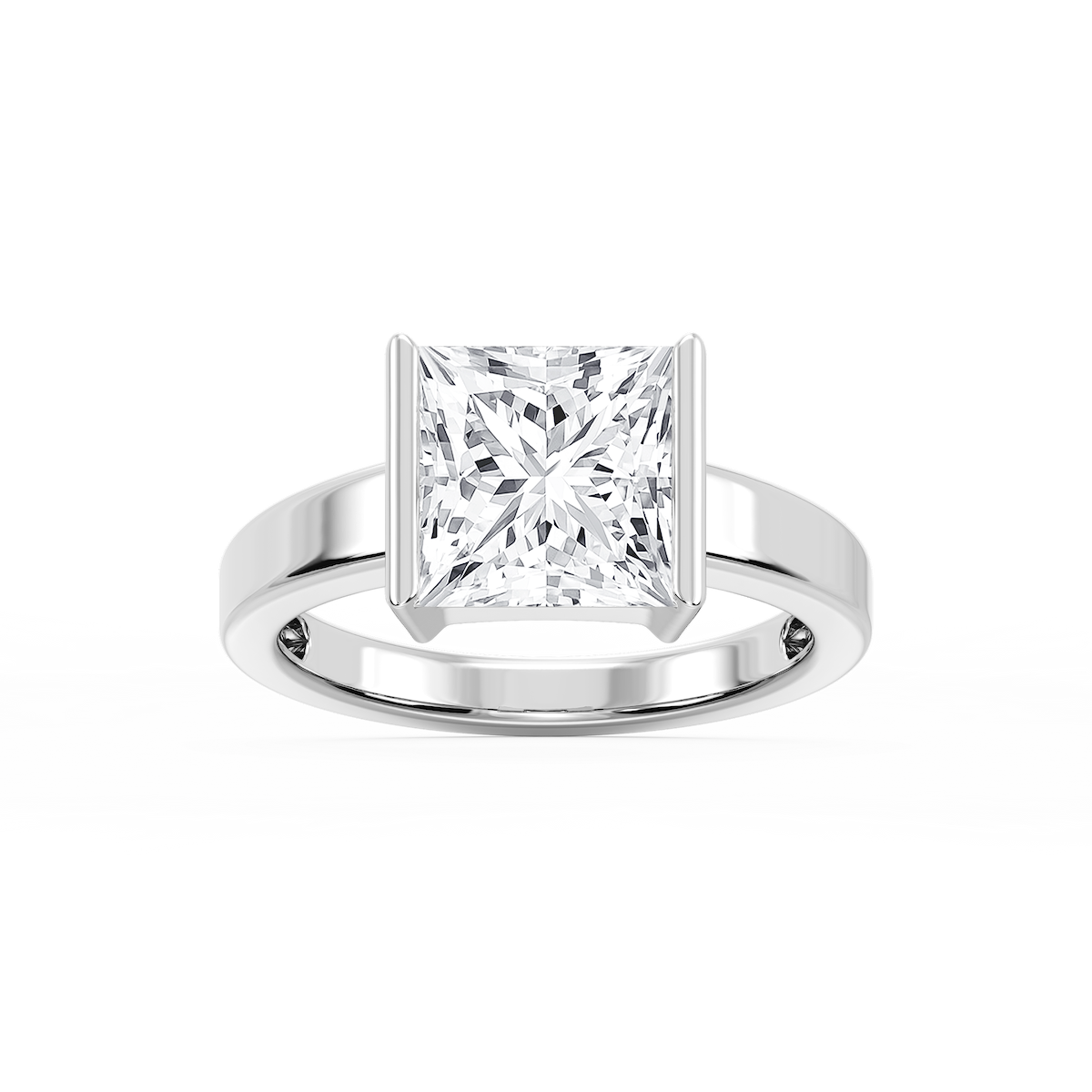 Teagan Princess Lab Grown Diamond Half Bezel Solitaire Engagement Ring