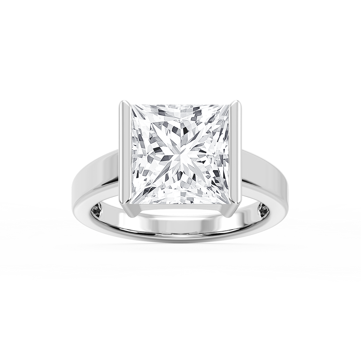 Teagan Princess Lab Grown Diamond Half Bezel Solitaire Engagement Ring