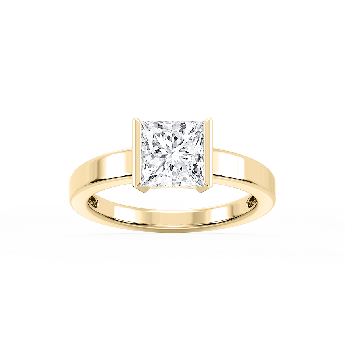 Teagan Princess Lab Grown Diamond Half Bezel Solitaire Engagement Ring