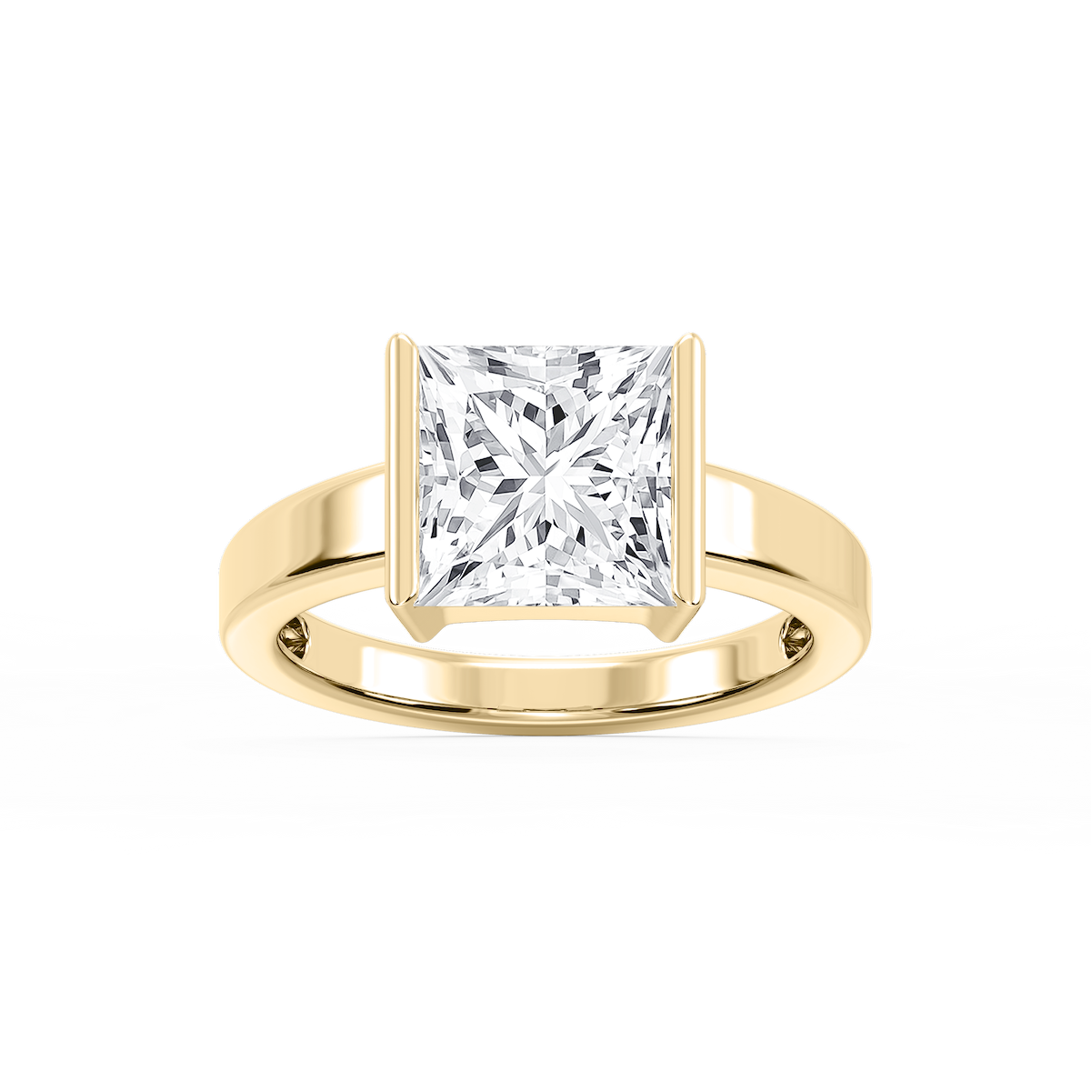 Teagan Princess Lab Grown Diamond Half Bezel Solitaire Engagement Ring