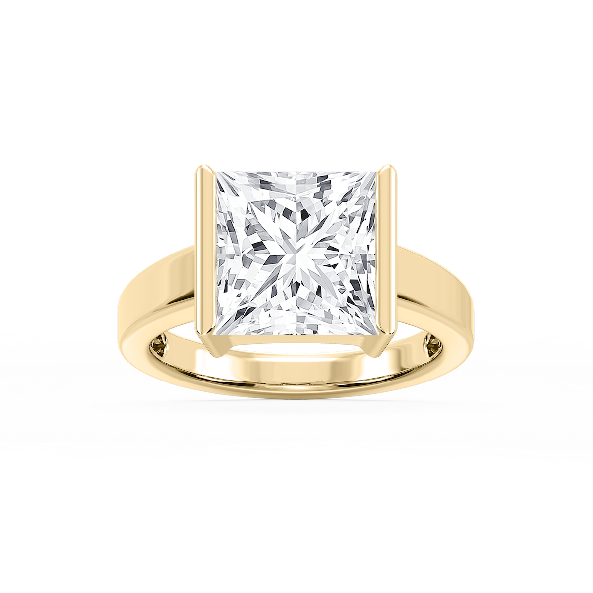 Teagan Princess Lab Grown Diamond Half Bezel Solitaire Engagement Ring