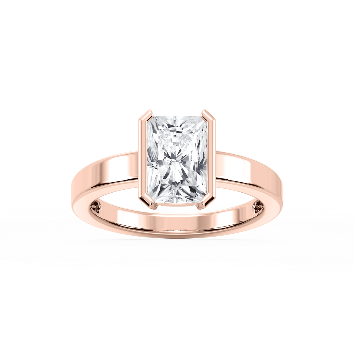 Teagan Radiant Lab Grown Diamond Half Bezel Solitaire Engagement Ring