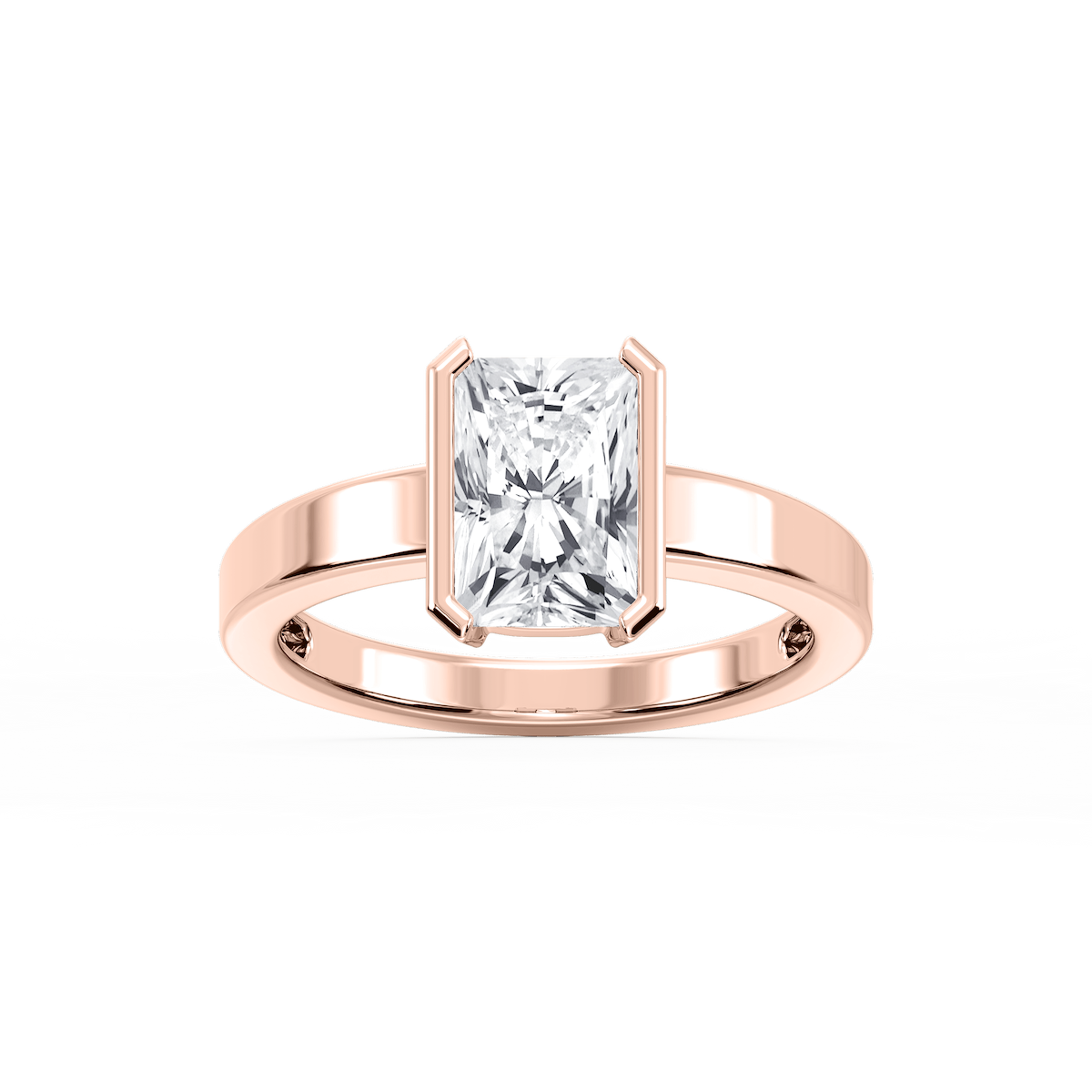 Teagan Radiant Lab Grown Diamond Half Bezel Solitaire Engagement Ring