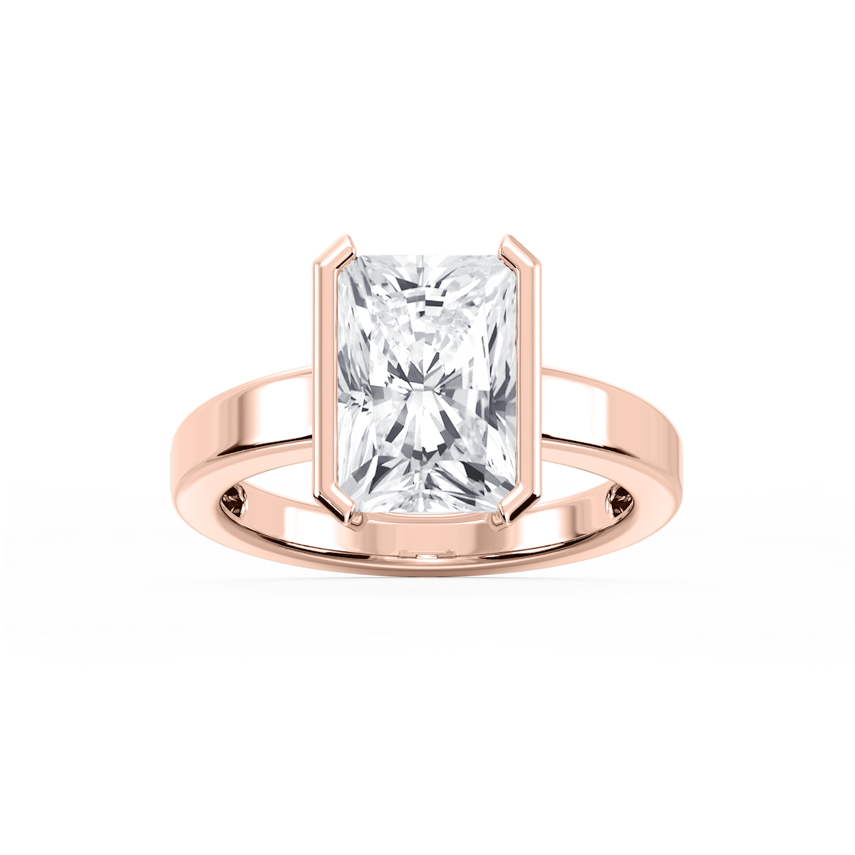Teagan Radiant Lab Grown Diamond Half Bezel Solitaire Engagement Ring