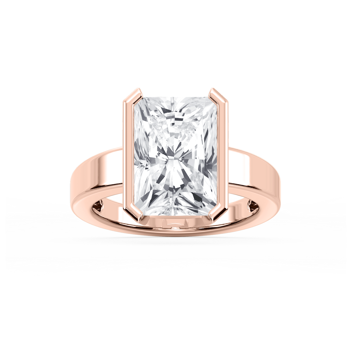 Teagan Radiant Lab Grown Diamond Half Bezel Solitaire Engagement Ring