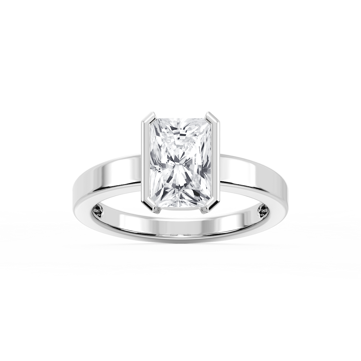 Teagan Radiant Lab Grown Diamond Half Bezel Solitaire Engagement Ring