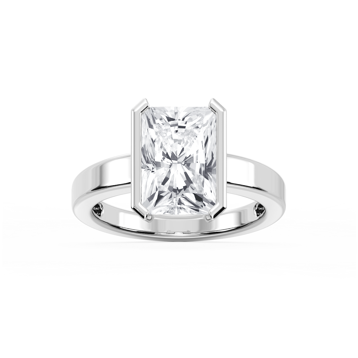 Teagan Radiant Lab Grown Diamond Half Bezel Solitaire Engagement Ring