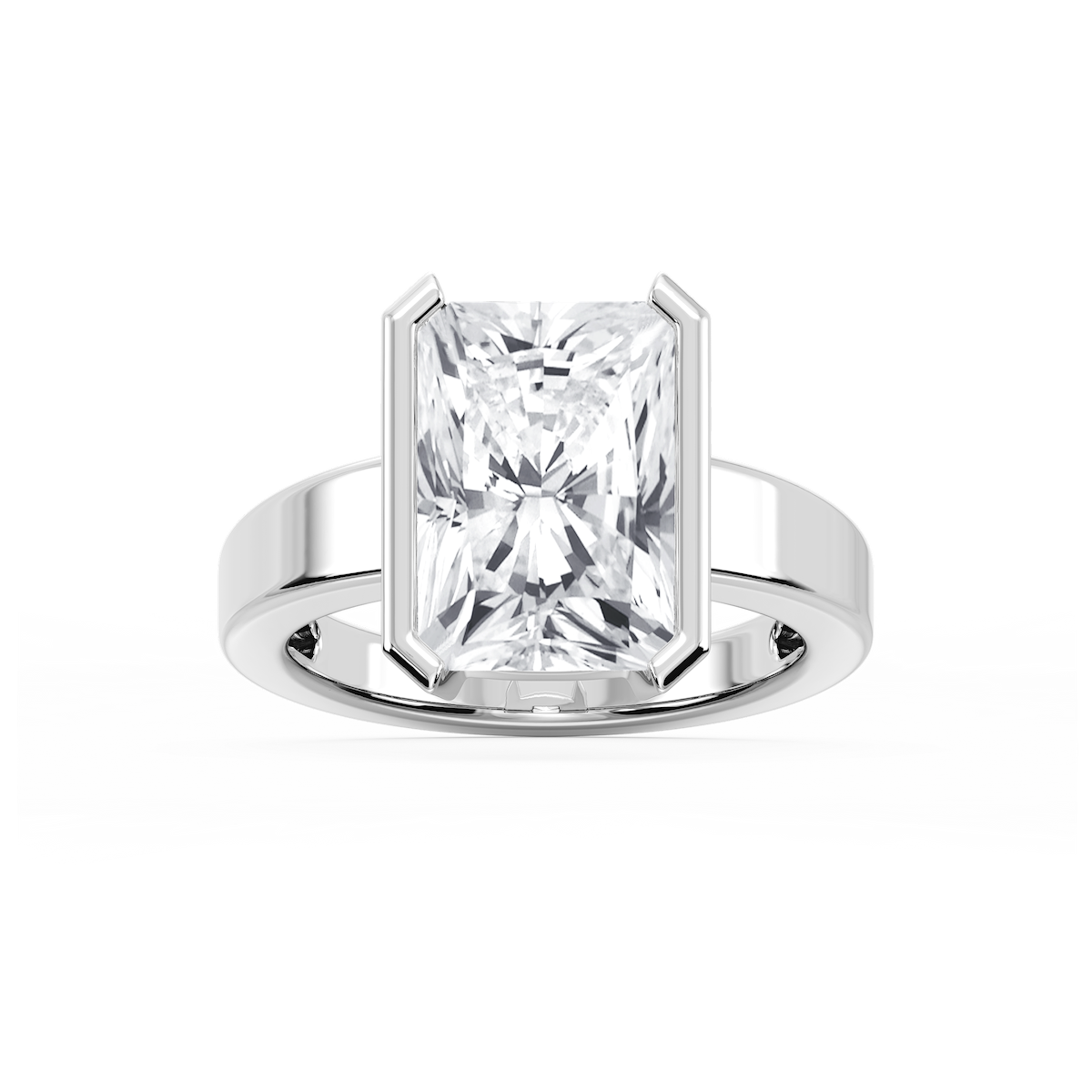 Teagan Radiant Lab Grown Diamond Half Bezel Solitaire Engagement Ring
