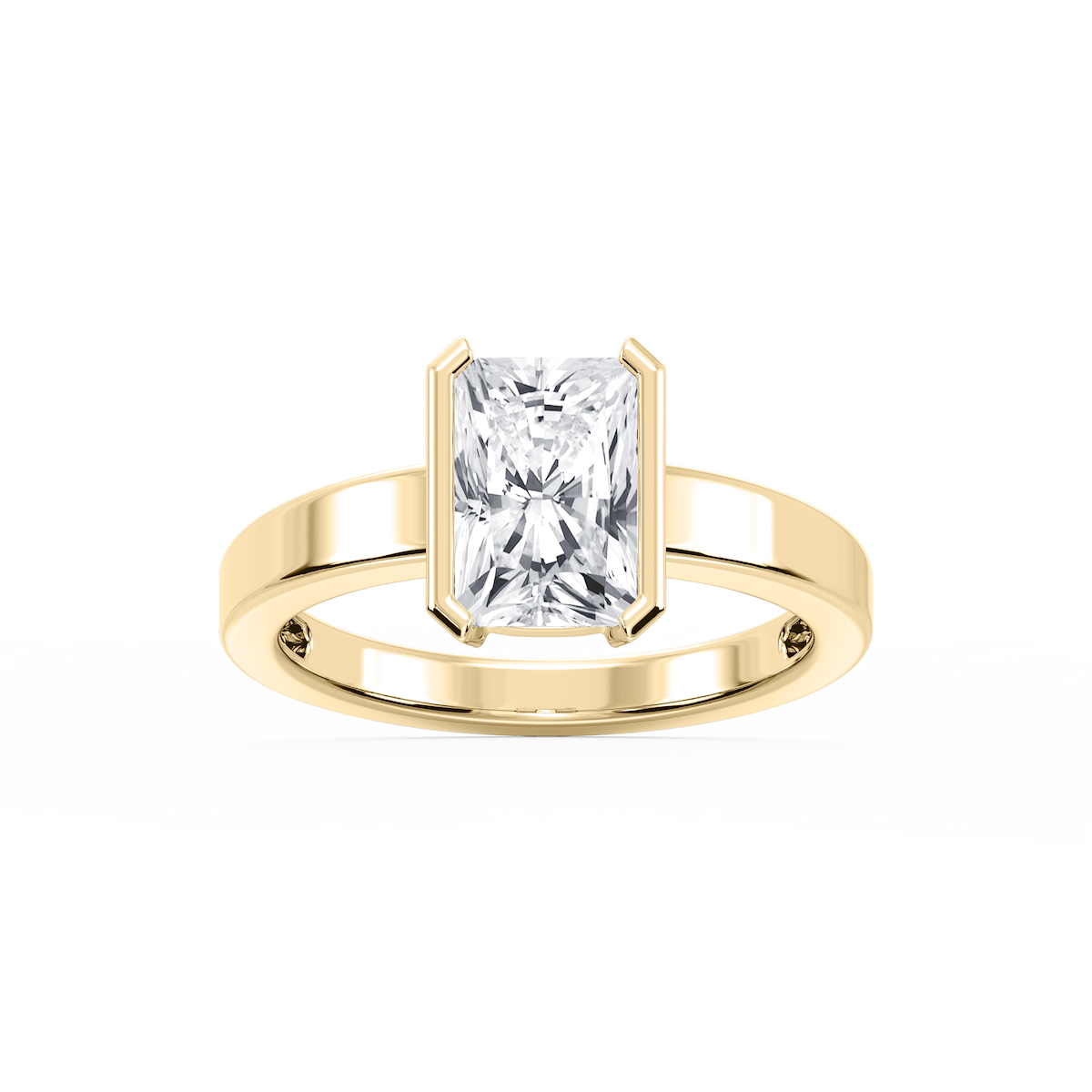 Teagan Radiant Lab Grown Diamond Half Bezel Solitaire Engagement Ring