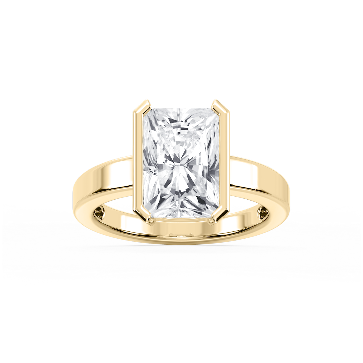 Teagan Radiant Lab Grown Diamond Half Bezel Solitaire Engagement Ring