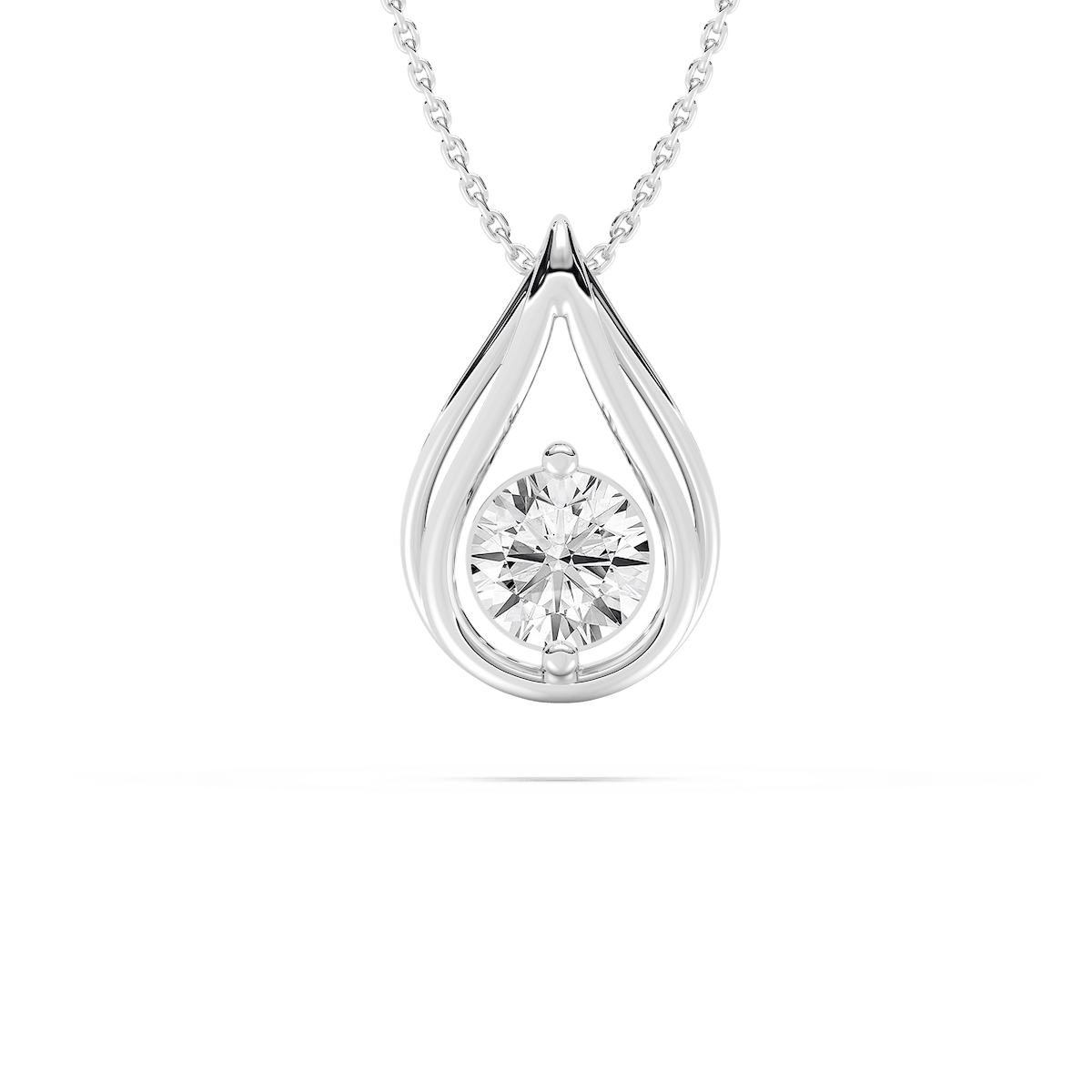 1 ctw Round Lab Grown Diamond Teardrop Pendant  - 18 Inches