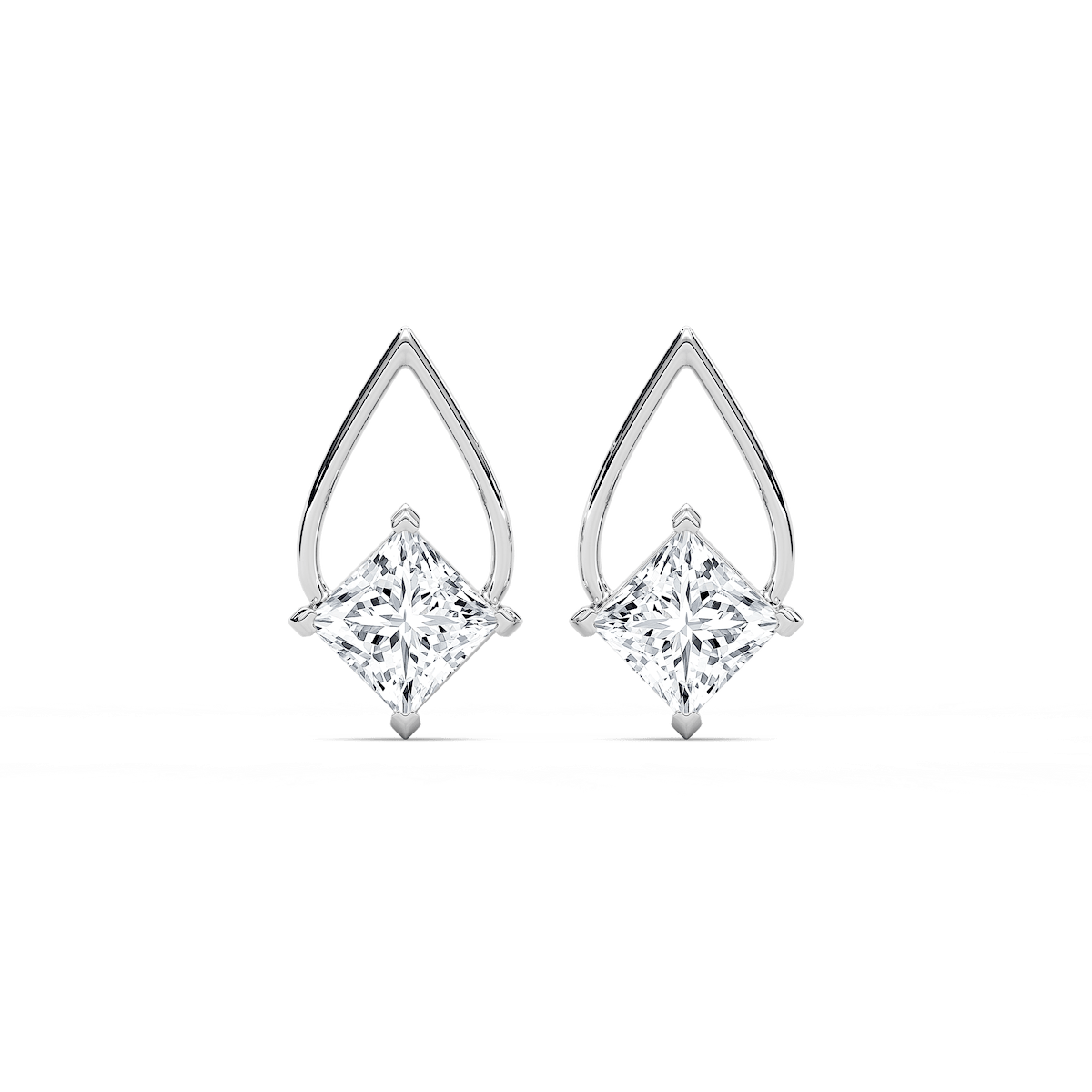 3 ctw Princess Lab Grown Diamond Teardrop Frame Stud Earrings