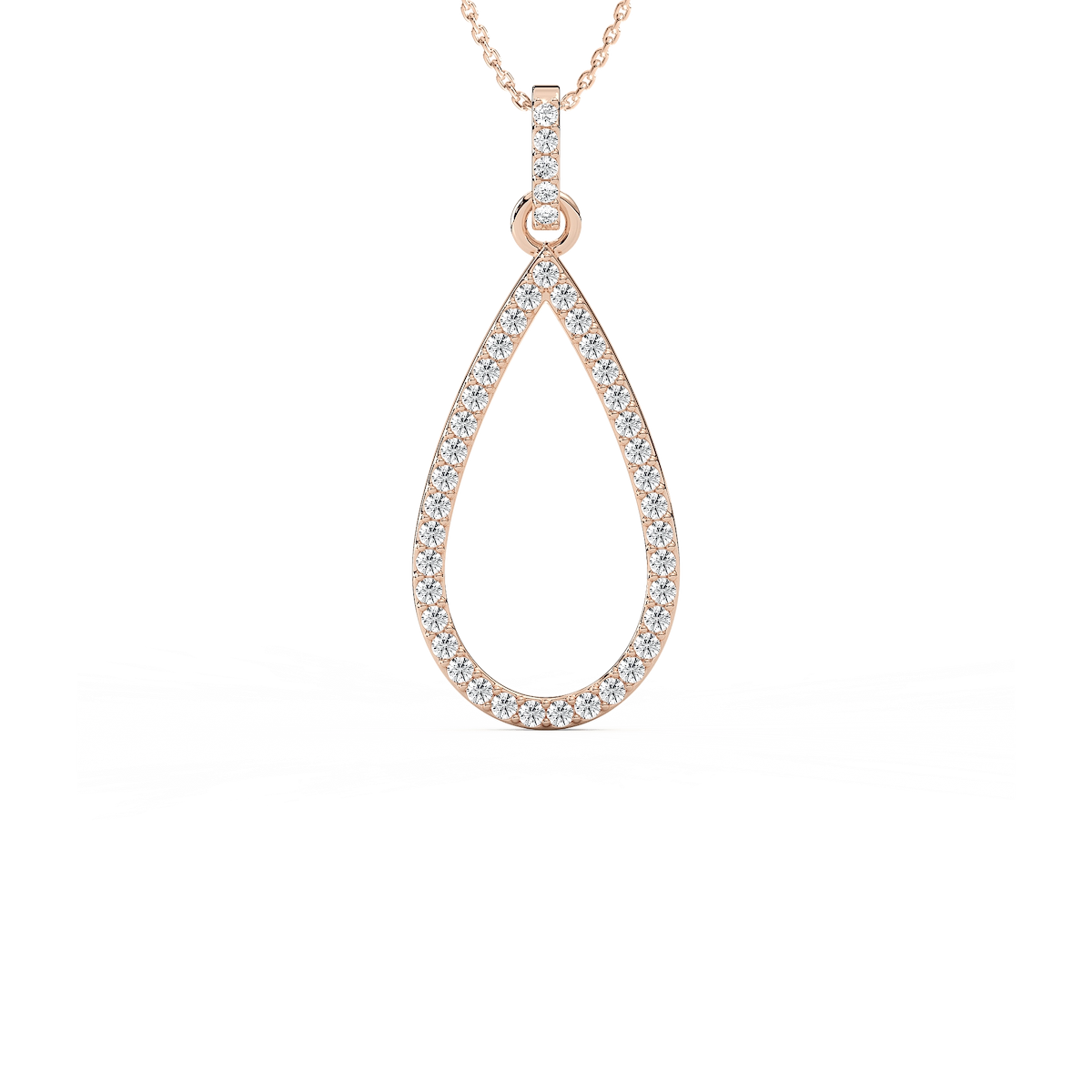 1/4 ctw Round Lab Grown Diamond Pave Teardrop Pendant  - 18 Inches