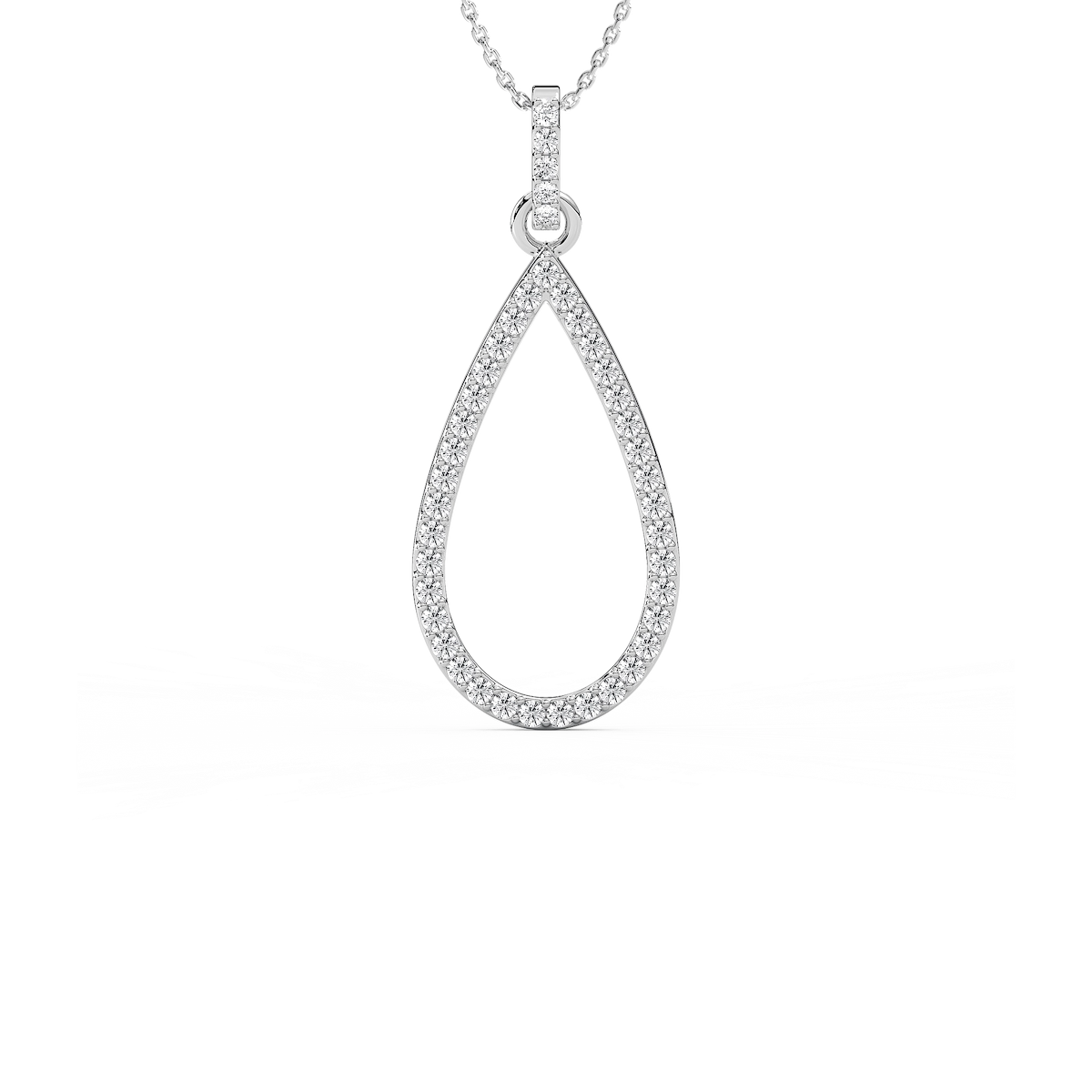 1/4 ctw Round Lab Grown Diamond Pave Teardrop Pendant  - 18 Inches