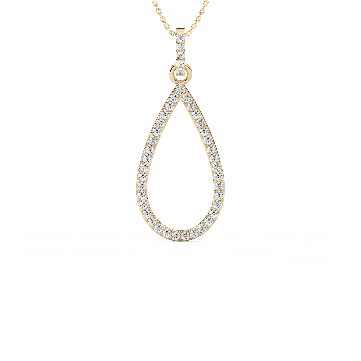 1/4 ctw Round Lab Grown Diamond Pave Teardrop Pendant  - 18 Inches