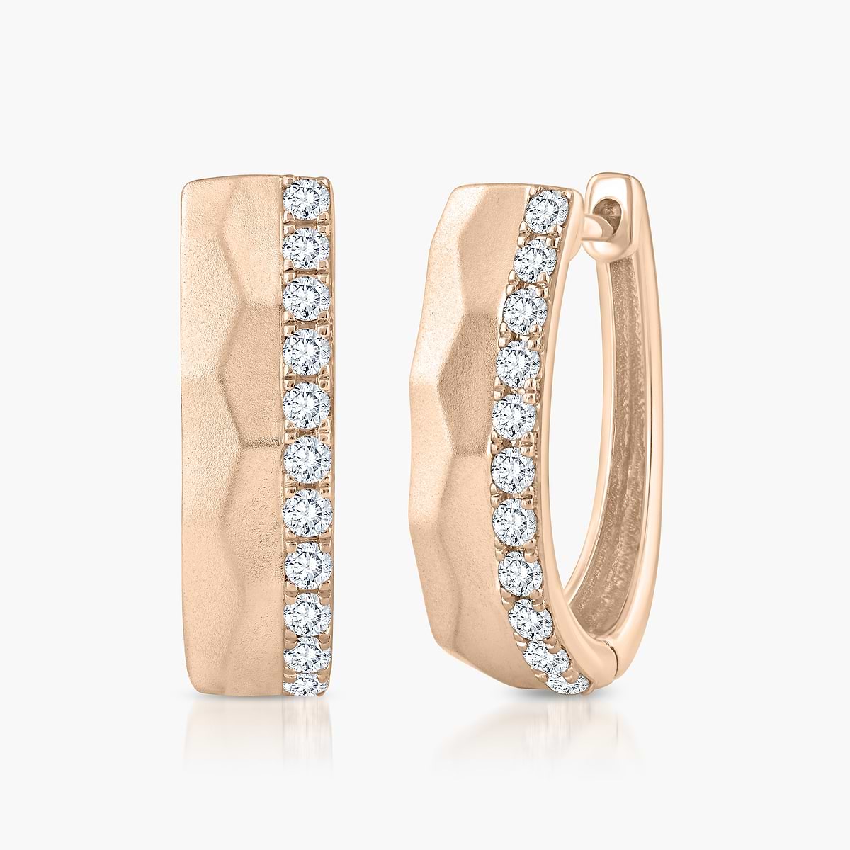 1/2 ctw Lab Grown Diamond Textured Hoop Earrings
