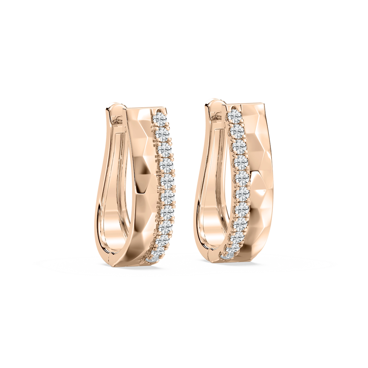 1/2 ctw Lab Grown Diamond Textured Hoop Earrings