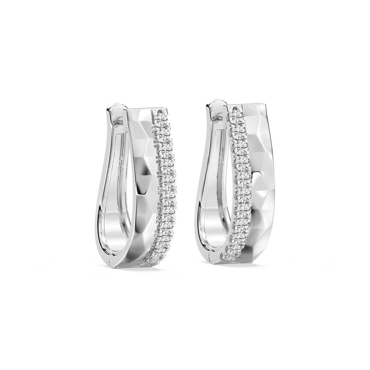 1/2 ctw Lab Grown Diamond Textured Hoop Earrings