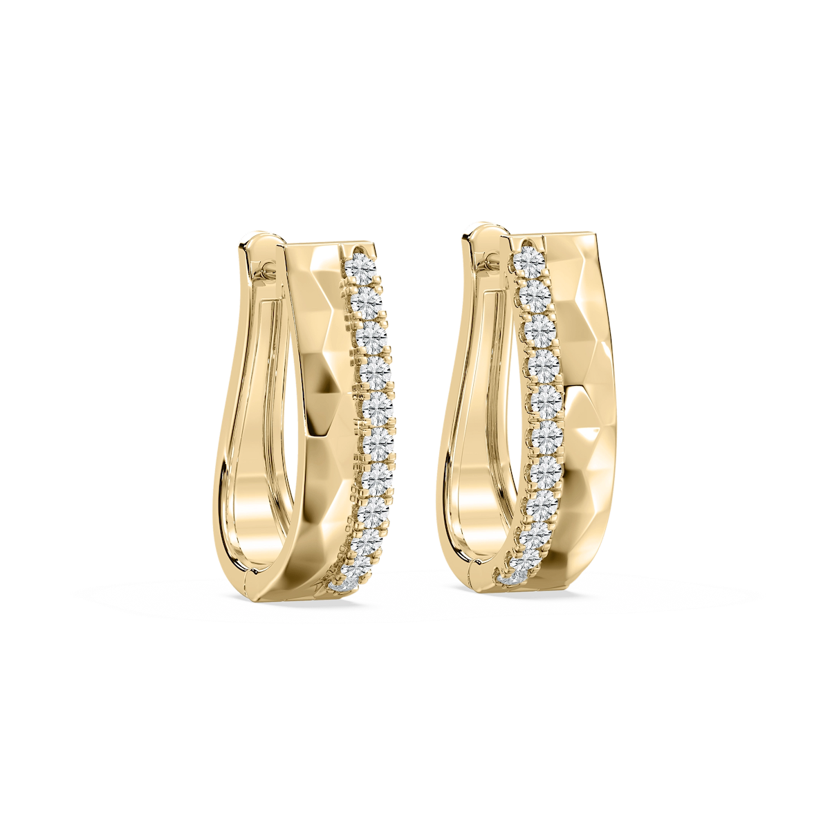 1/2 ctw Lab Grown Diamond Textured Hoop Earrings
