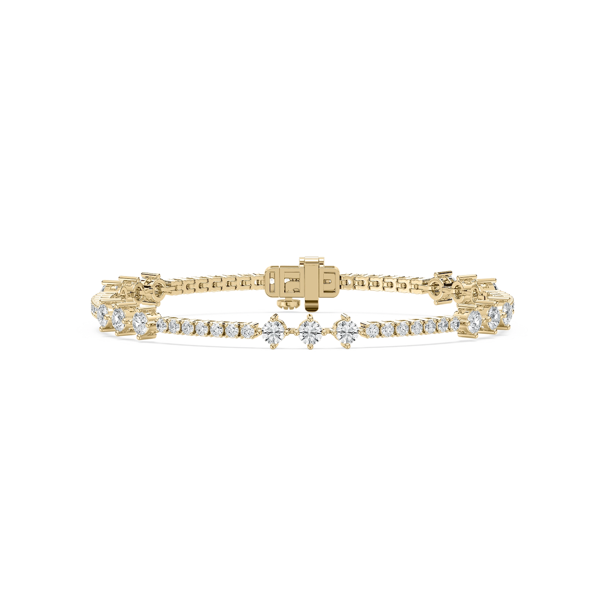 4 ctw Round Lab Grown Diamond Three Stone Station Tennis Bracelet  - 7 Inches