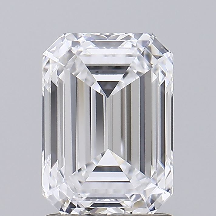 1.57 Carat Emerald Shaped, Ideal Cut, D Color, VVS2 Clarity, IGI Certified Lab Grown Diamond