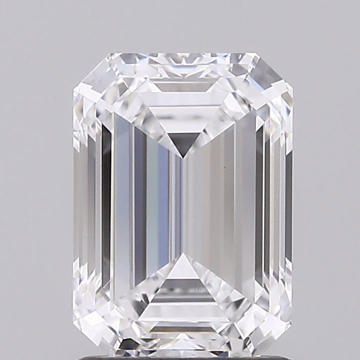 1.50 Carat Emerald Shaped, Ideal Cut, D Color, VVS2 Clarity, IGI Certified Lab Grown Diamond