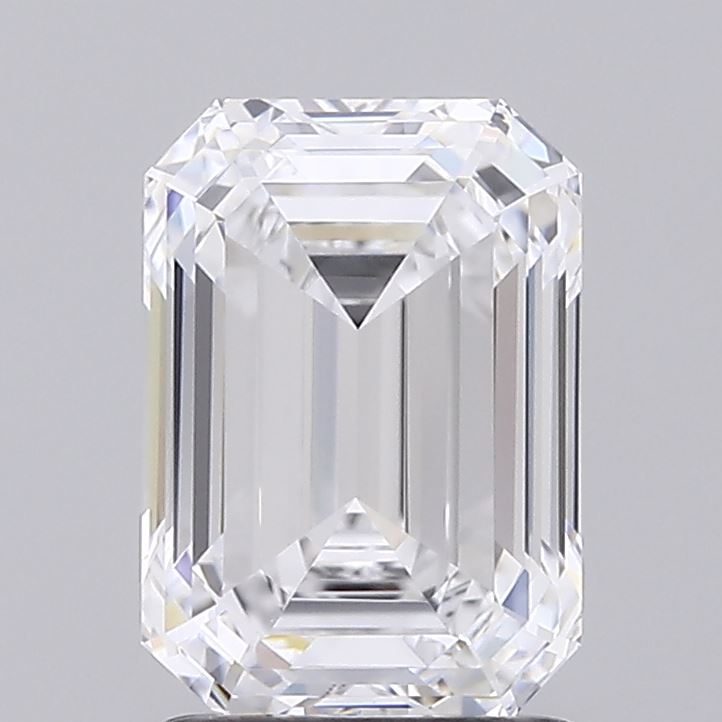 1.87 Carat Emerald Shaped, Ideal Cut, D Color, VVS2 Clarity, IGI Certified Lab Grown Diamond