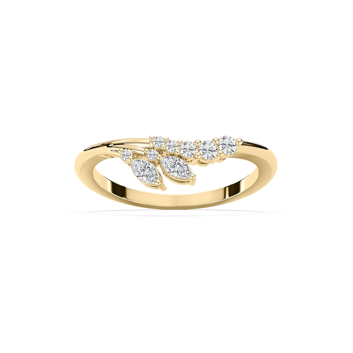 Titania 1/5 ctw Marquise and Round Lab Grown Diamond Nature Inspired Curved Band