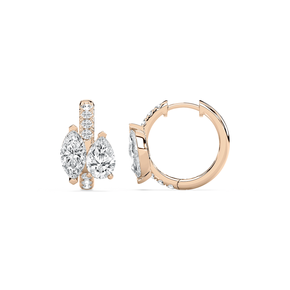 2 ctw Lab Grown Diamond Toi et Moi Hoop Earrings