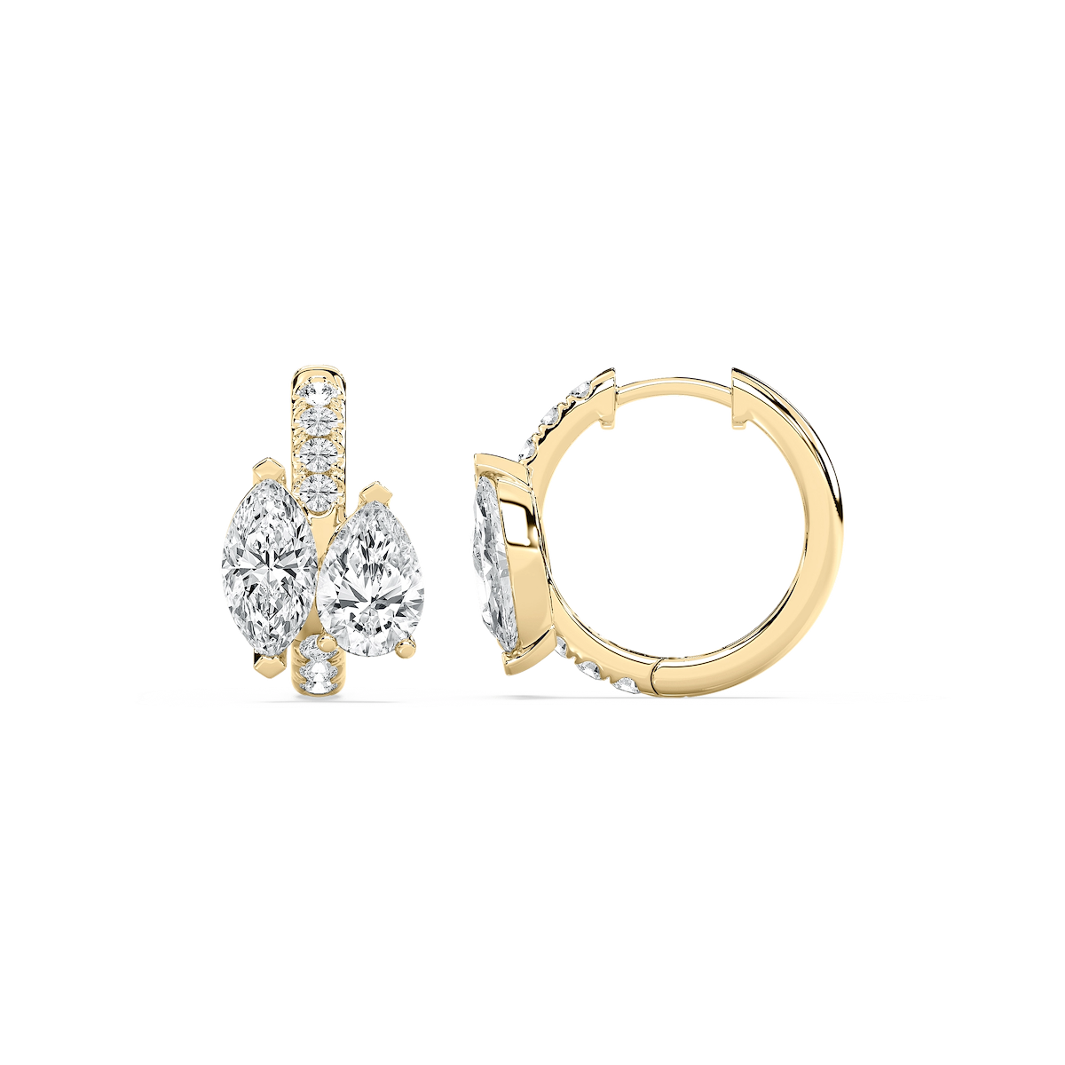 2 ctw Lab Grown Diamond Toi et Moi Hoop Earrings