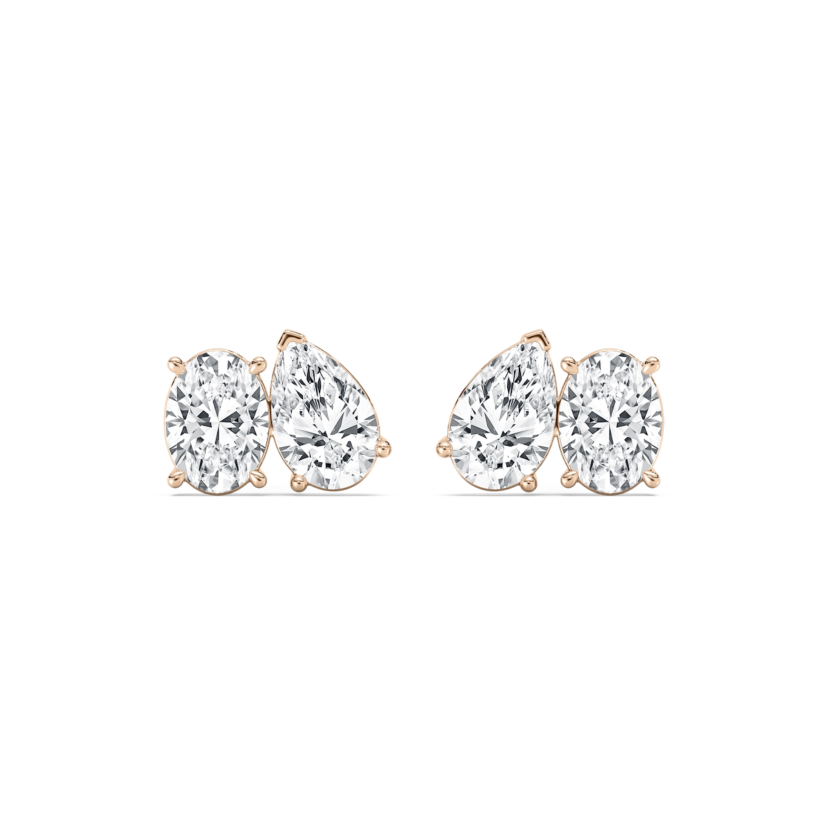 2 ctw Toi et Moi Oval and Pear Lab Grown Diamond Stud Earrings