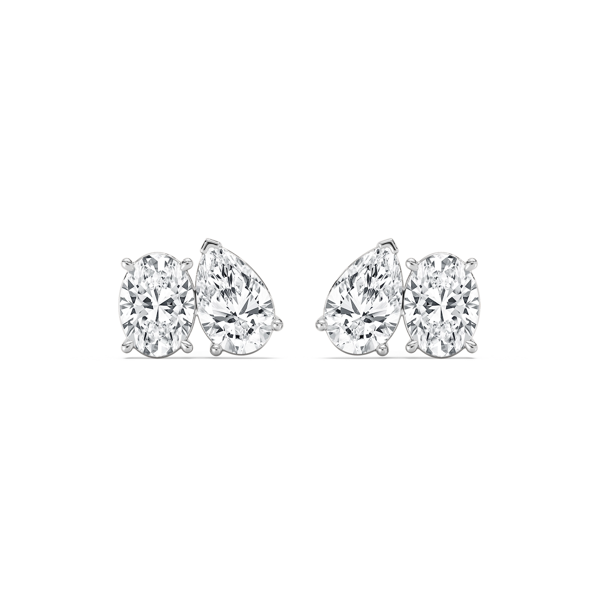 2 ctw Toi et Moi Oval and Pear Lab Grown Diamond Stud Earrings