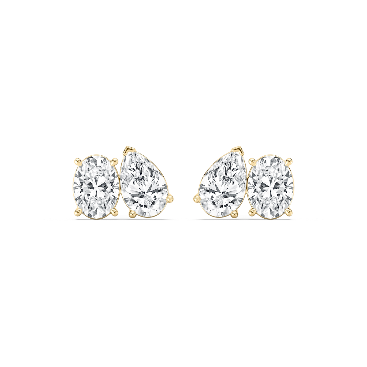 2 ctw Toi et Moi Oval and Pear Lab Grown Diamond Stud Earrings