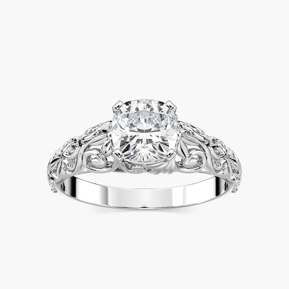 Tory Cushion Lab Grown Diamond Filigree Solitaire Engagement Ring