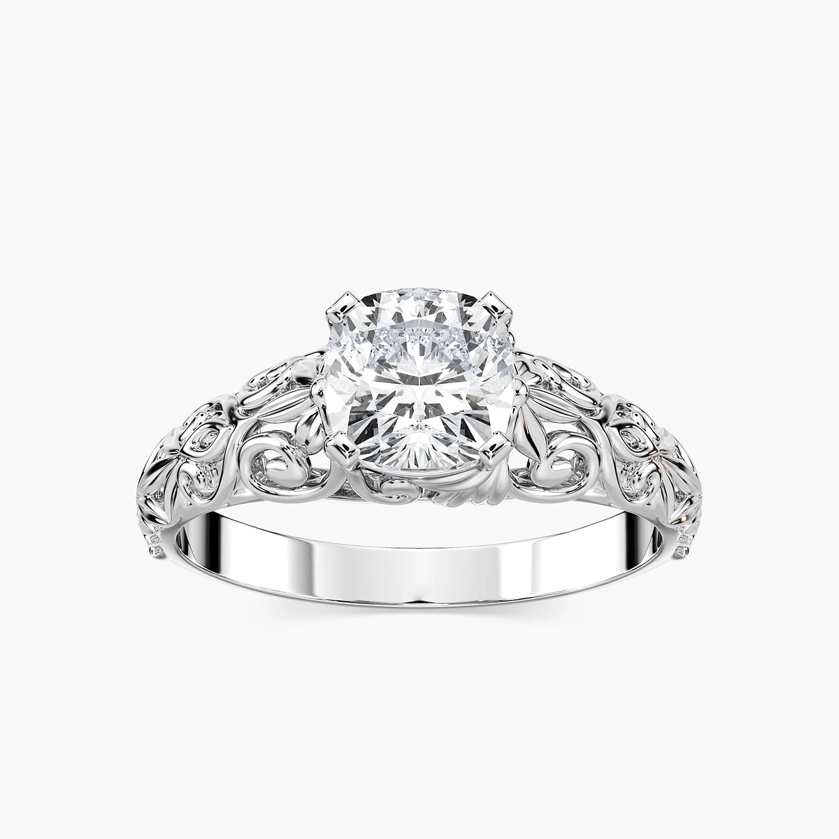 Tory Cushion Lab Grown Diamond Filigree Solitaire Engagement Ring