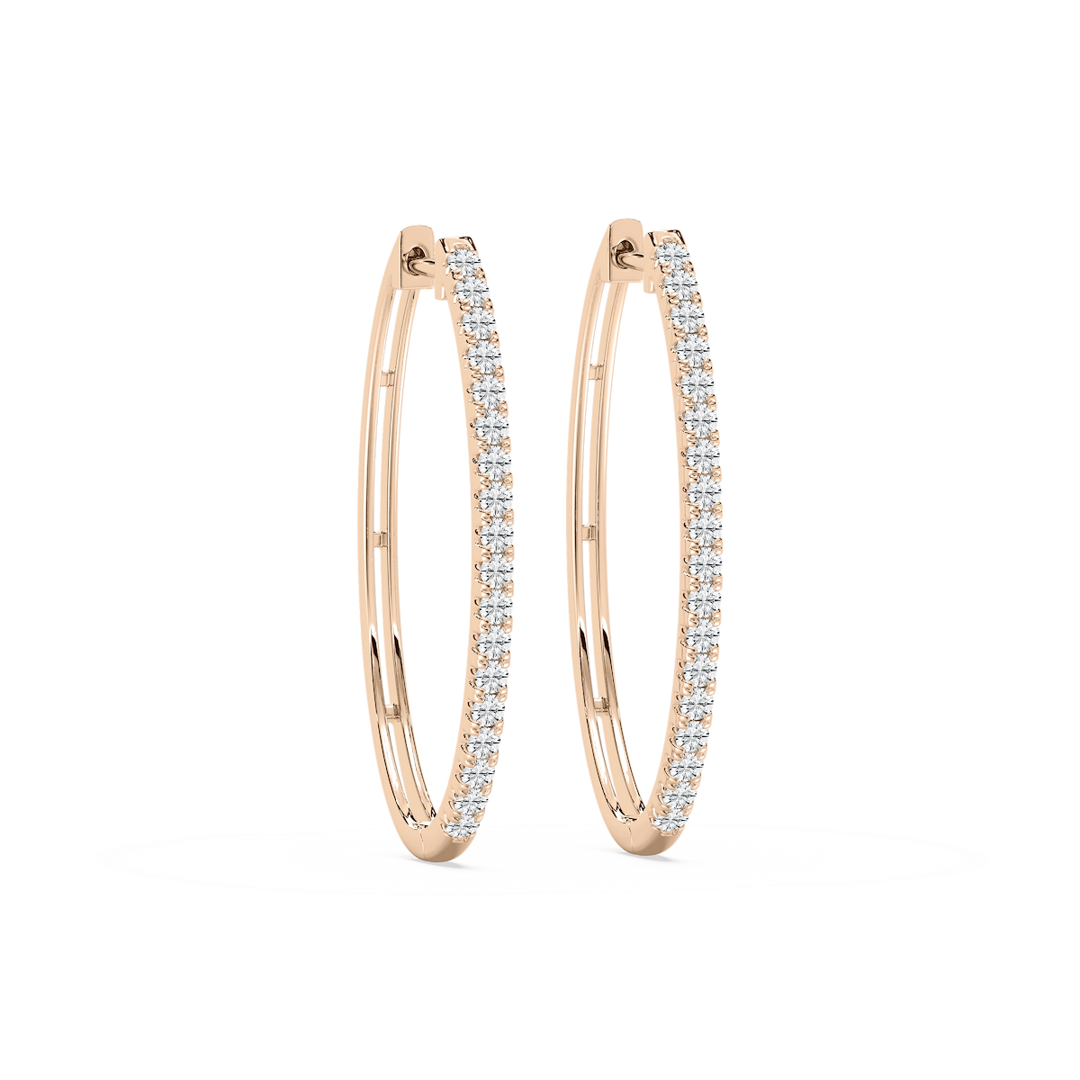 Round Lab Grown Diamond Traditional Oval-Shaped Hoop Earrings