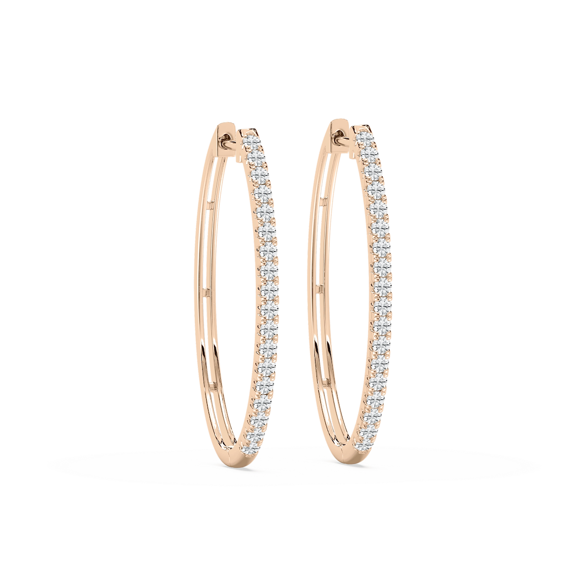 Round Lab Grown Diamond Traditional Oval-Shaped Hoop Earrings