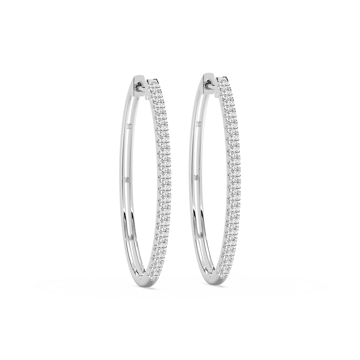 Round Lab Grown Diamond Traditional Oval-Shaped Hoop Earrings