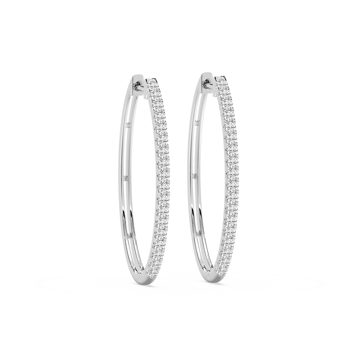 Round Lab Grown Diamond Traditional Oval-Shaped Hoop Earrings