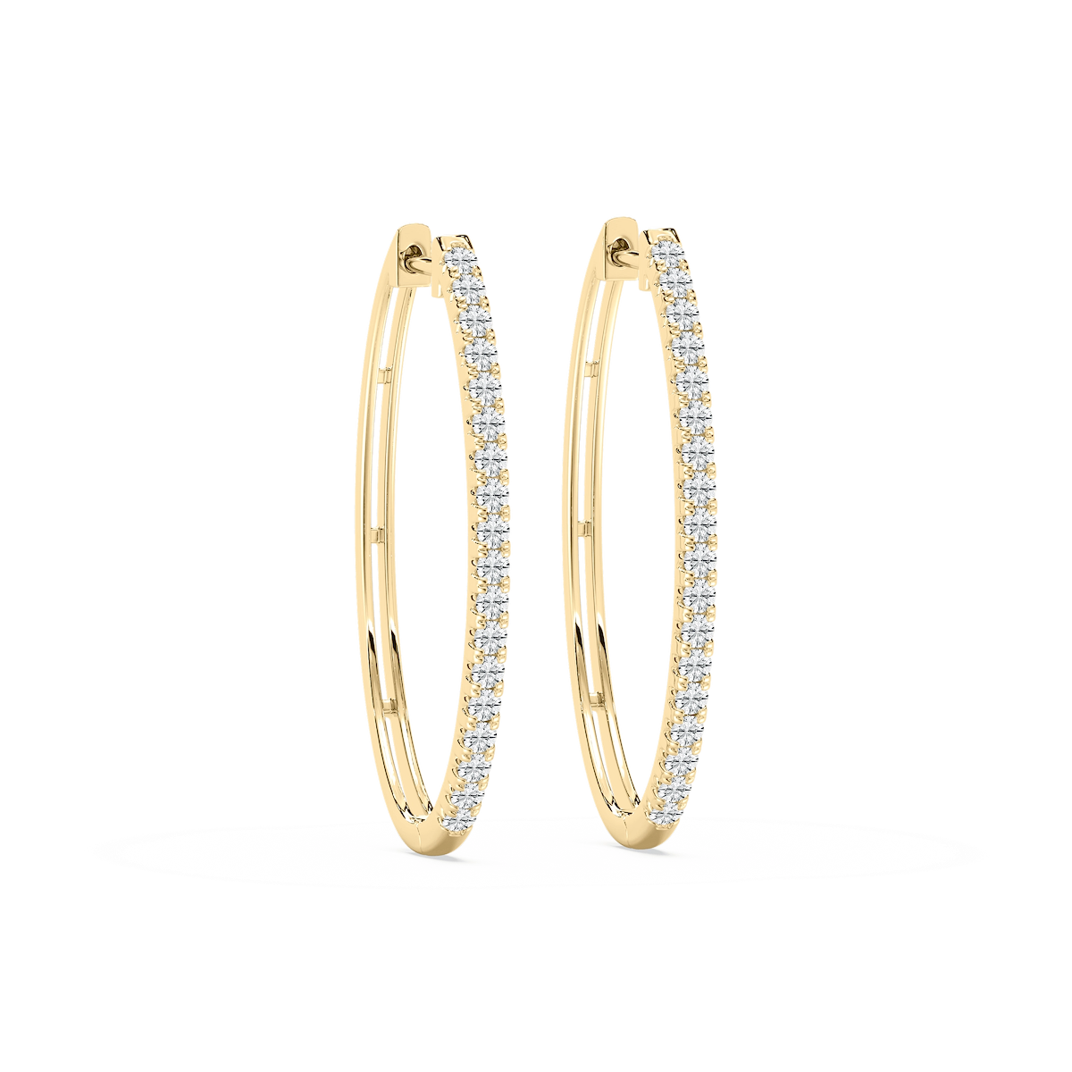 Round Lab Grown Diamond Traditional Oval-Shaped Hoop Earrings