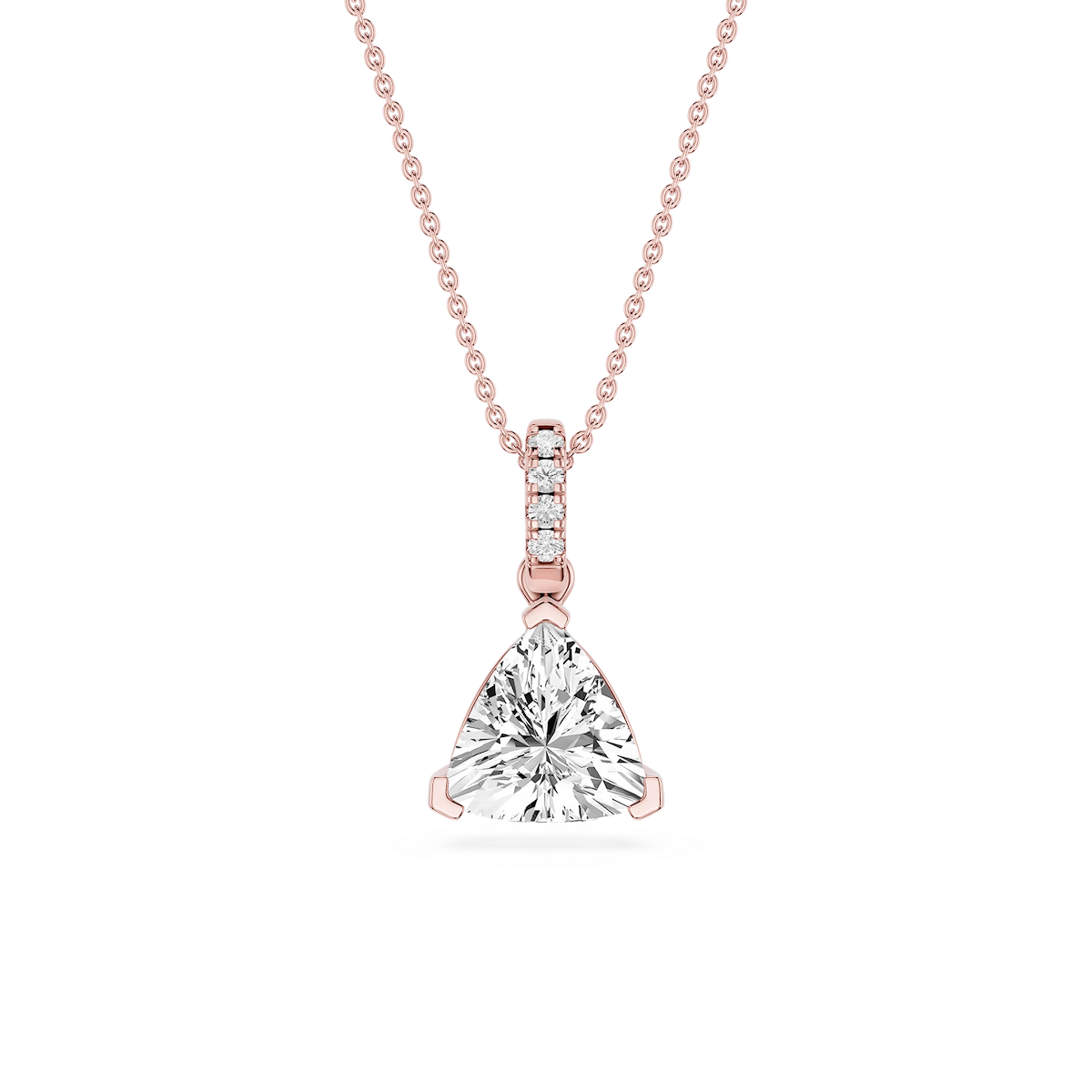 Trillion Lab Grown Diamond Hidden Halo Pendant - 16 to 18 Inches