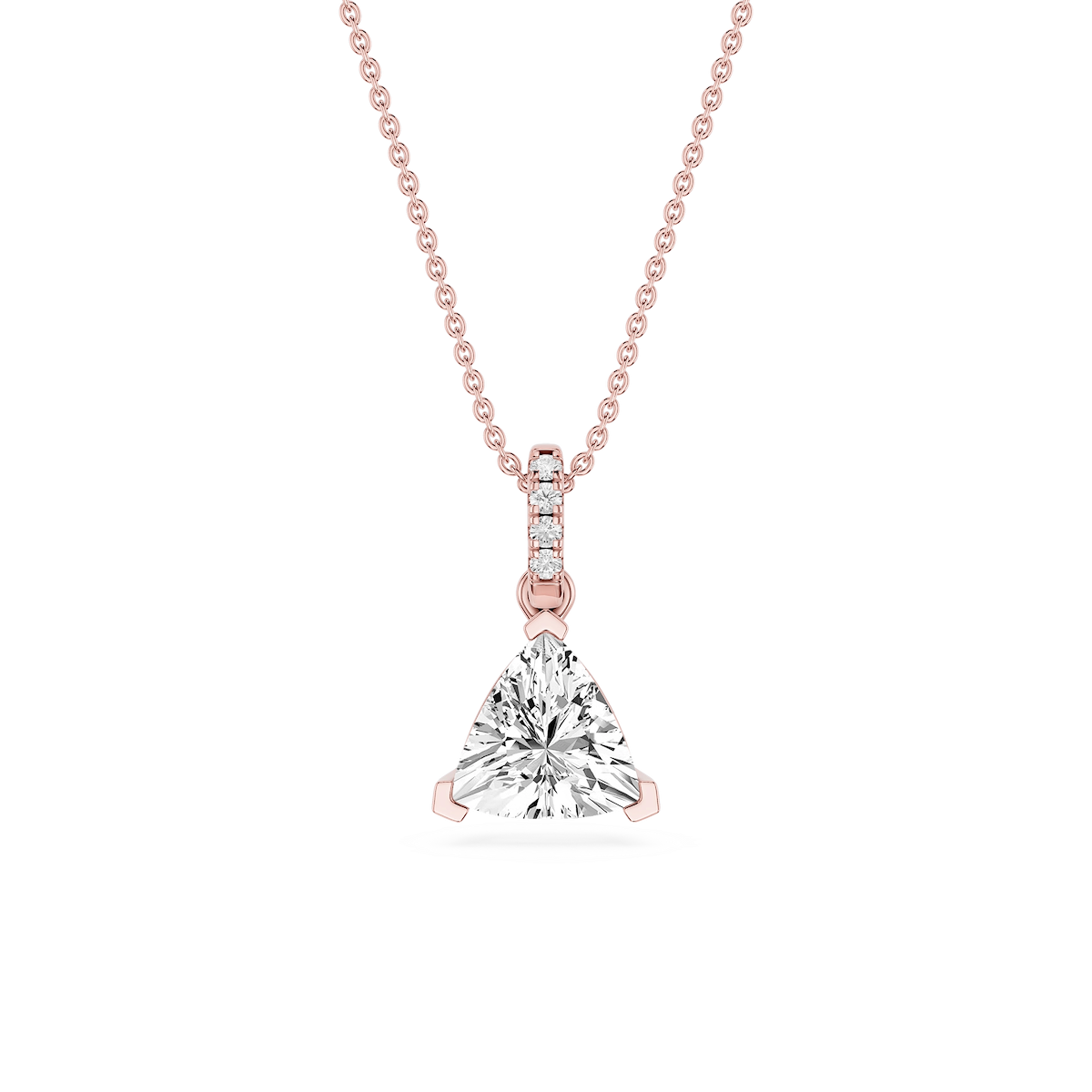 Trillion Lab Grown Diamond Hidden Halo Pendant - 16 to 18 Inches