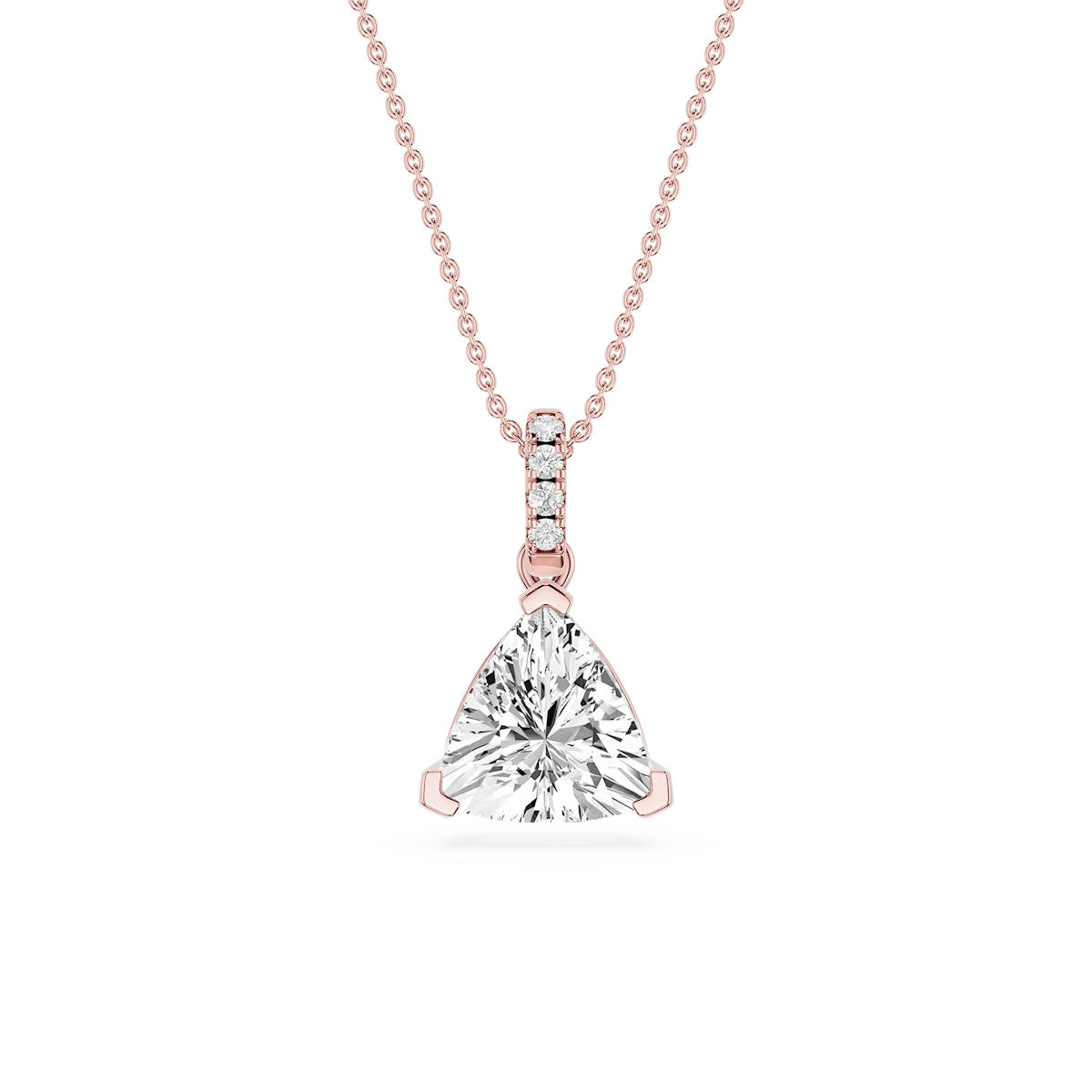 Trillion Lab Grown Diamond Hidden Halo Pendant - 16 to 18 Inches