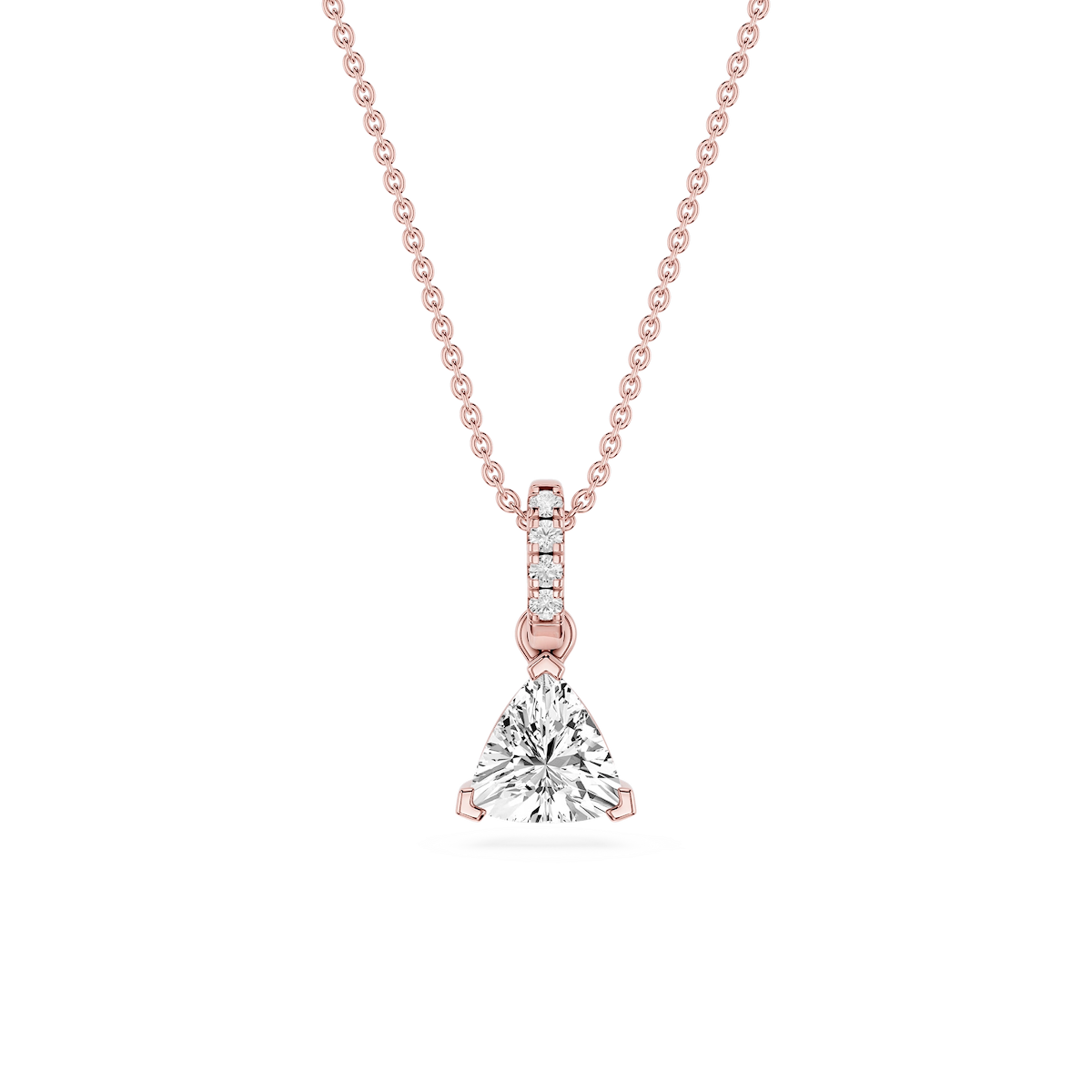 Trillion Lab Grown Diamond Hidden Halo Pendant - 16 to 18 Inches