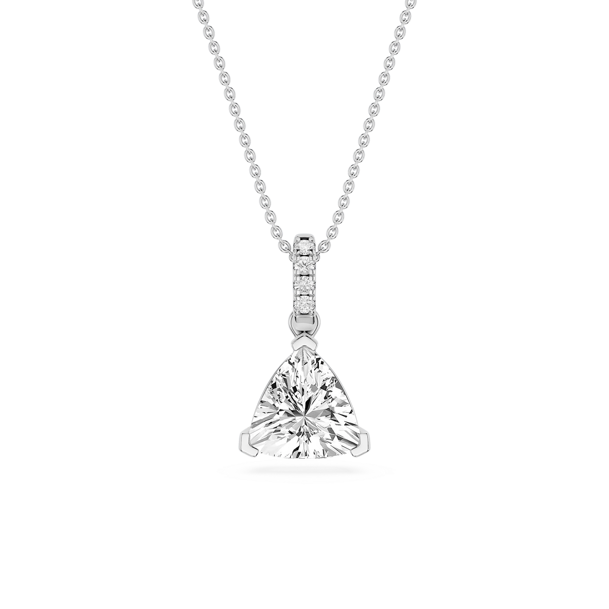 Trillion Lab Grown Diamond Hidden Halo Pendant - 16 to 18 Inches