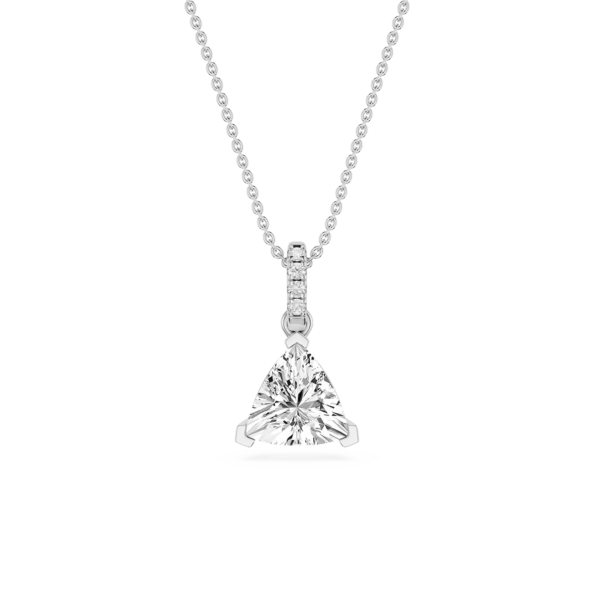 Trillion Lab Grown Diamond Hidden Halo Pendant - 16 to 18 Inches