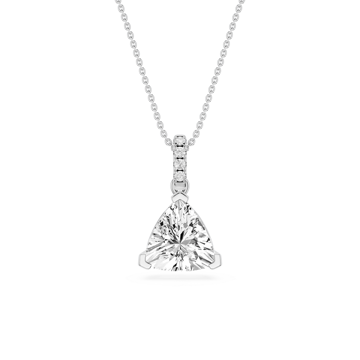 Trillion Lab Grown Diamond Hidden Halo Pendant - 16 to 18 Inches
