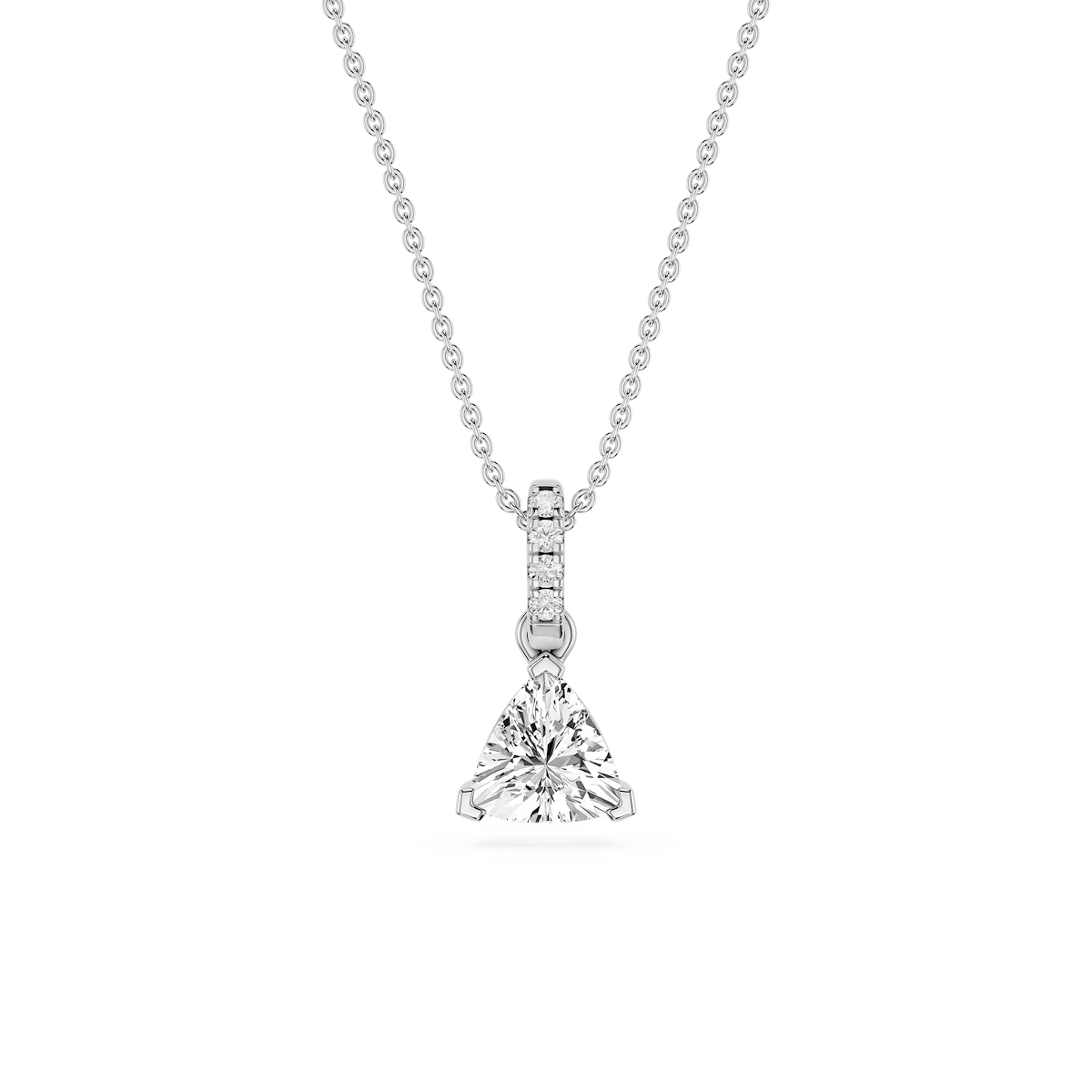 Trillion Lab Grown Diamond Hidden Halo Pendant - 16 to 18 Inches